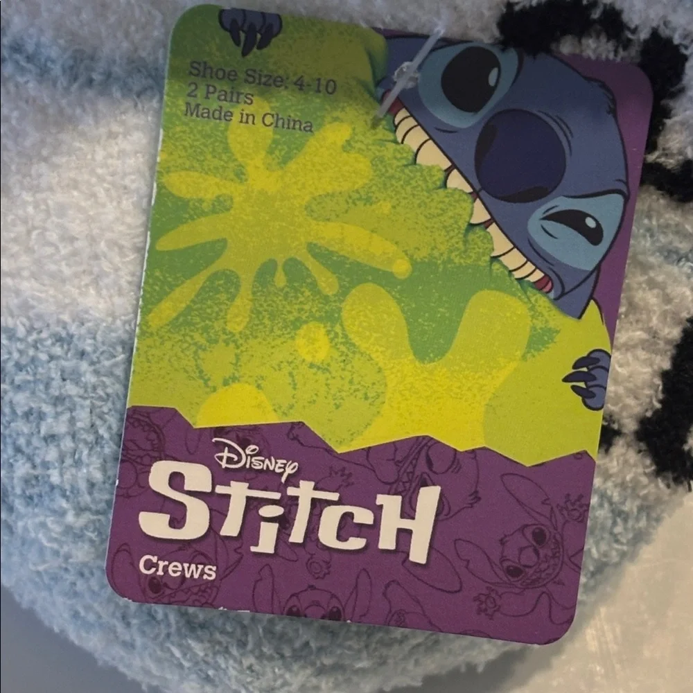 Disney 2 Pack Stitch Fuzzy Cozy Crew Socks